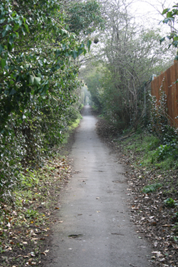 Walking path from Church Street, Frodsham to the back graveyard gate.