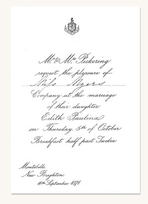 Pickering wedding invitation